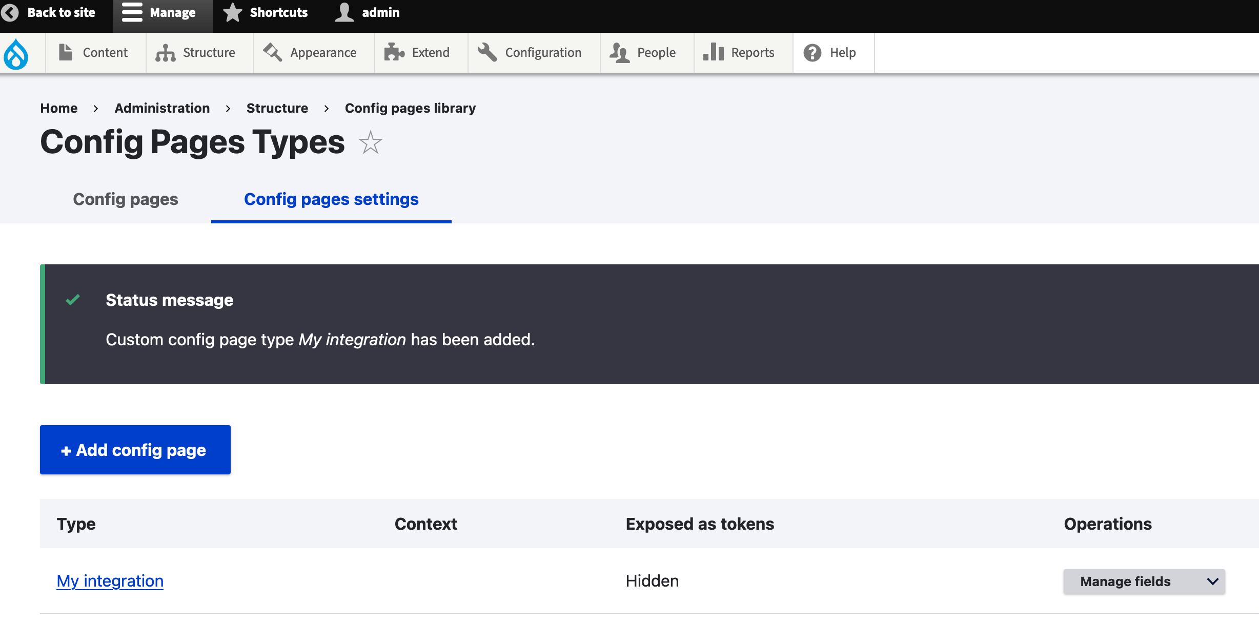 Drupal Config Pages - Config pages settings